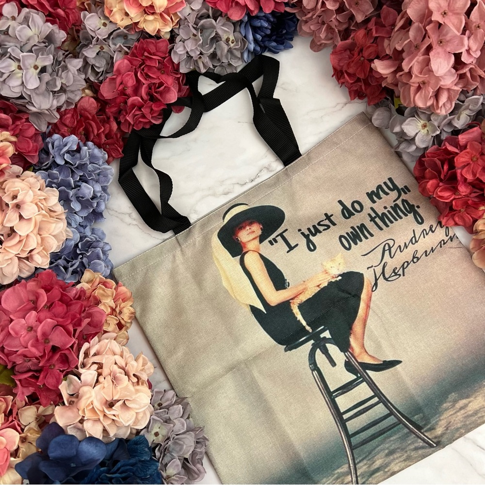 Eco-Friendly Audrey Hepburn Folding Tote Bag - Picture 3 of 15